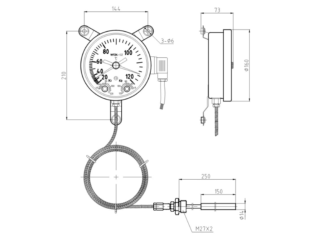WTZK-02 Series Oil Temperature Indicator - 图片 2