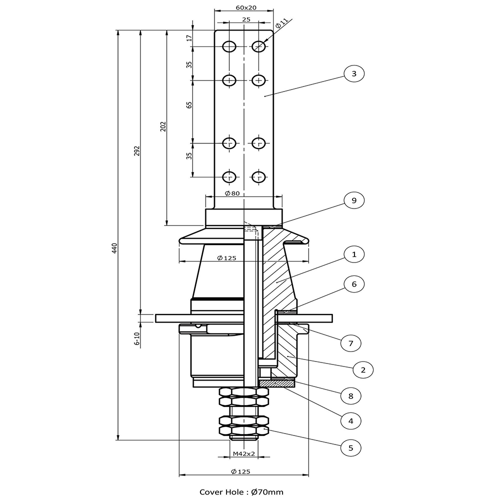 3kV 2500A BS Series High Voltage Oil Filled Porcelain Bushing - 图片 2