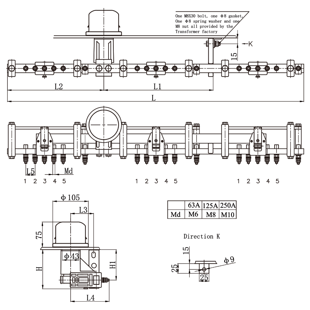 Type WST4 Three Phase Off Load Tap Changer (star connection)