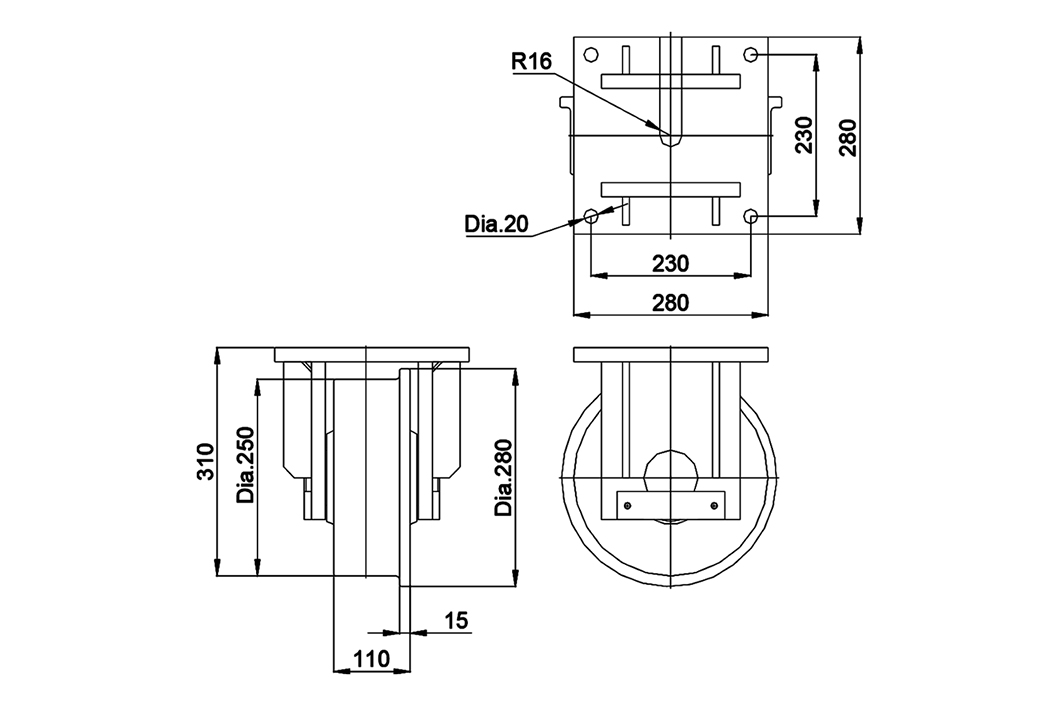 TC250A-250095-280015-S-SF Transformer Caster - 图片 2