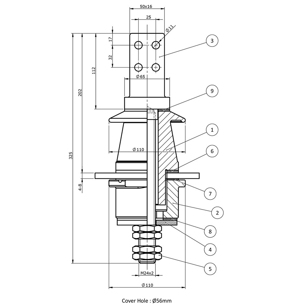 3kV 850A BS Series Transformer High Voltage Porcelain Bushing - 图片 2