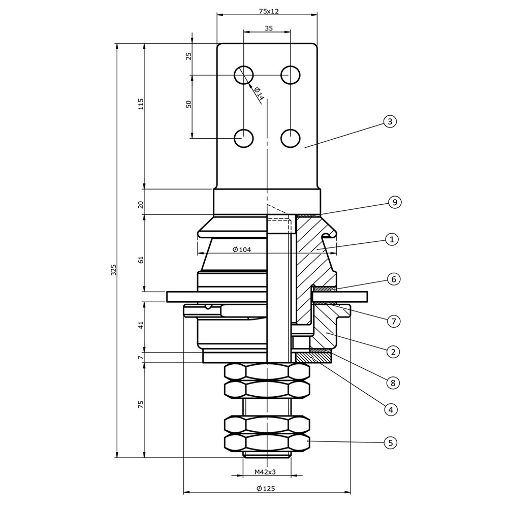 1.1kV 2500A BS Low Voltage Porcelain Insulator Bushing - 图片 2