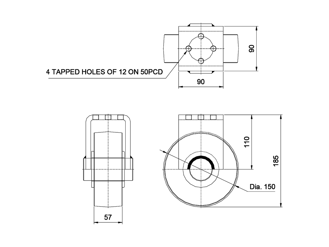 TC150E-150057-S Transformer Caster - 图片 2